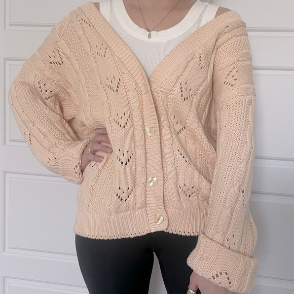 Vintage (Outback Red) Pink 100% Knit Cardigan Size Medium! - Picture 2 of 16